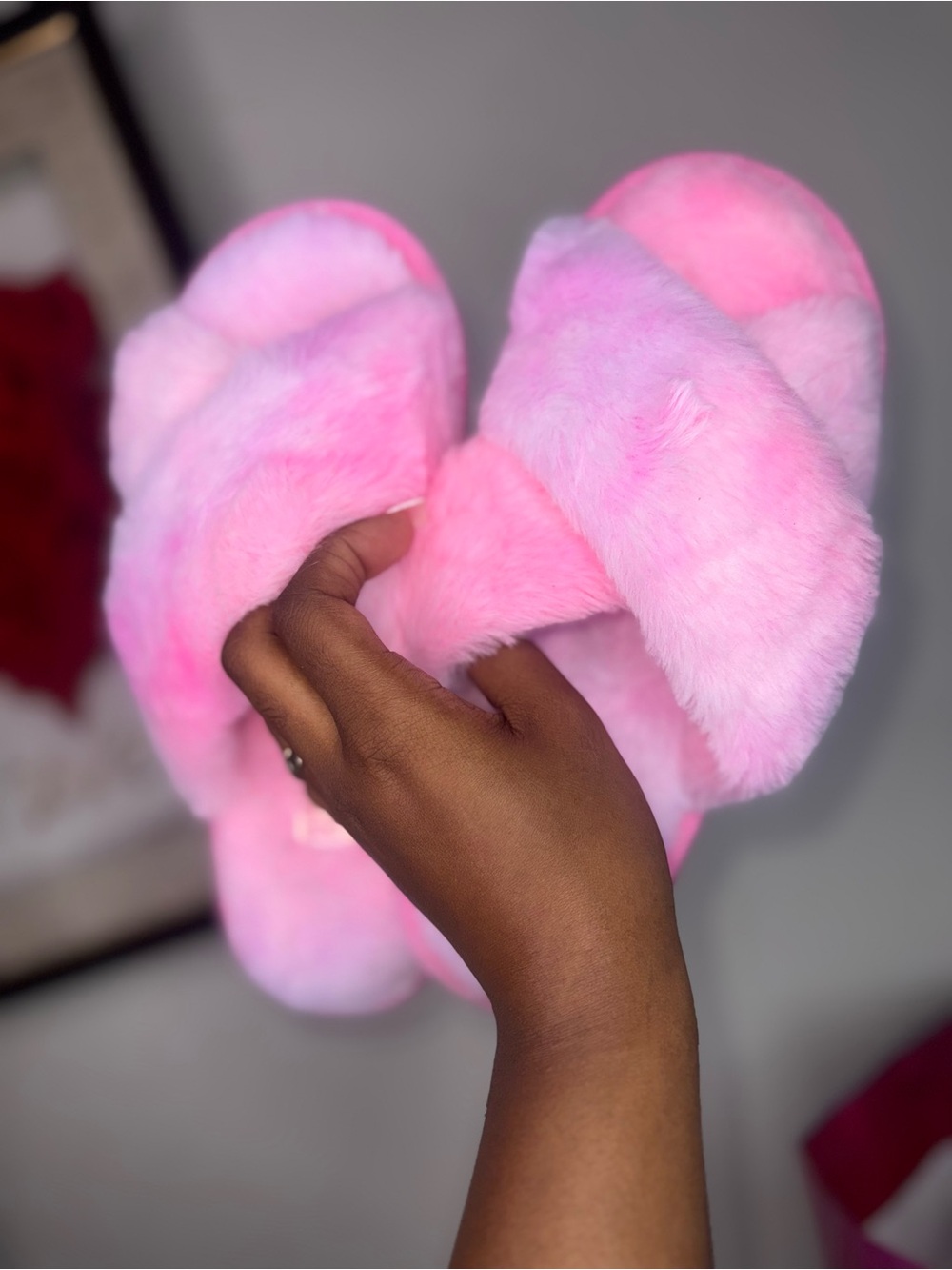 Pink Faux Fur Slide Slippers - Women Accessories